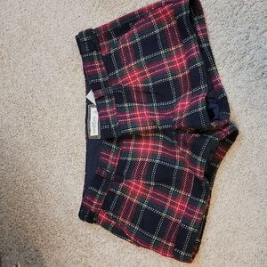 PLAID CUFFED WOOL LINED A&F SZ 0 SHORTS